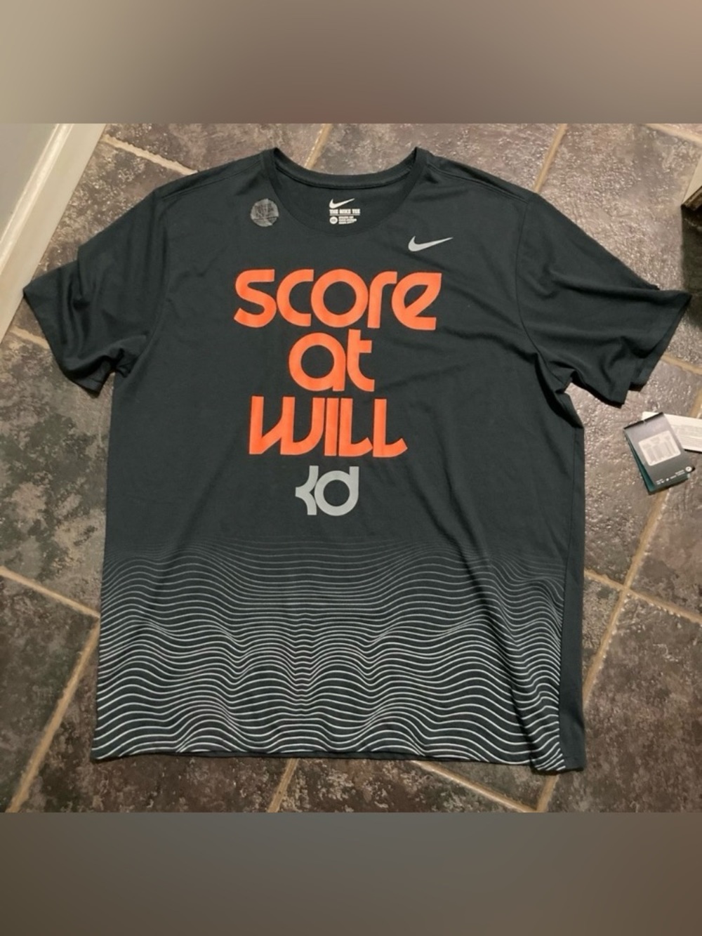 Nike "Score At Will" KD Performance Tee - Black with Orange Men’s XXL